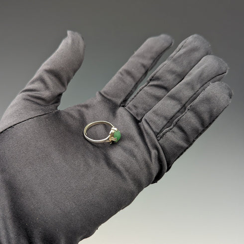 英国ヴィンテージ ジュエリー 翡翠 純銀リング 指輪 フリーサイズ